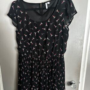 Black Dress with Eiffel Tower - Size L